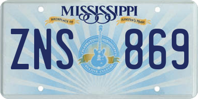 MS license plate ZNS869