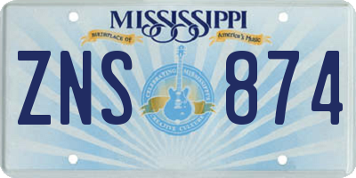 MS license plate ZNS874