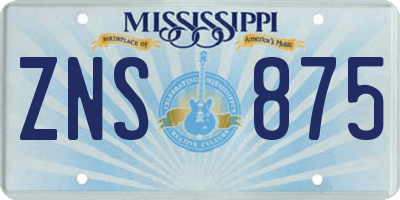 MS license plate ZNS875