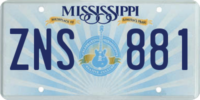 MS license plate ZNS881