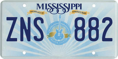 MS license plate ZNS882