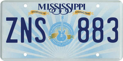 MS license plate ZNS883