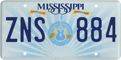 MS license plate ZNS884