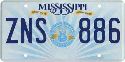 MS license plate ZNS886
