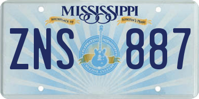 MS license plate ZNS887