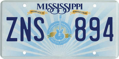 MS license plate ZNS894
