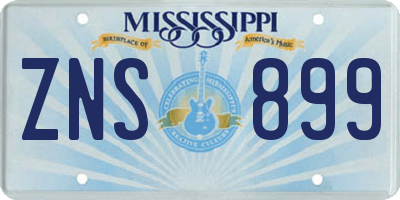 MS license plate ZNS899