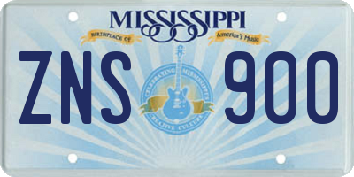 MS license plate ZNS900