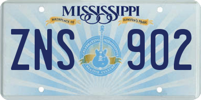 MS license plate ZNS902