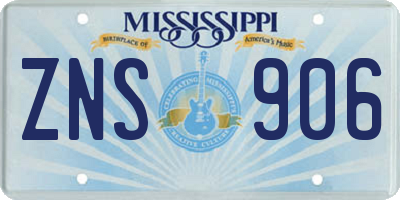 MS license plate ZNS906