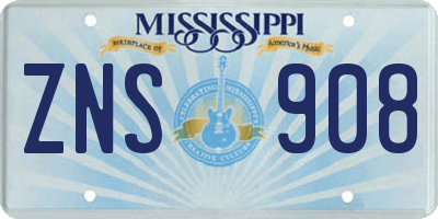 MS license plate ZNS908