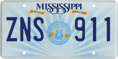 MS license plate ZNS911