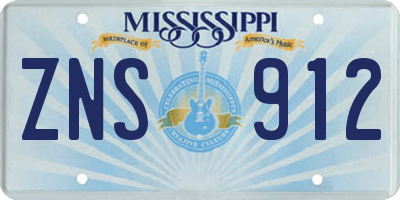 MS license plate ZNS912