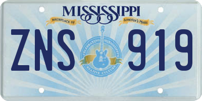 MS license plate ZNS919