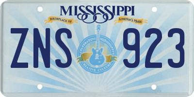 MS license plate ZNS923