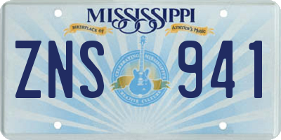 MS license plate ZNS941