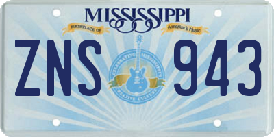 MS license plate ZNS943