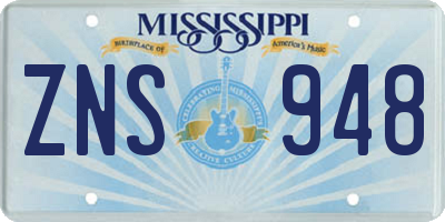 MS license plate ZNS948