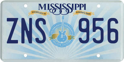 MS license plate ZNS956