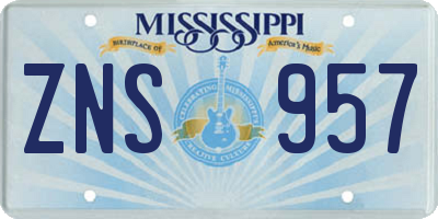MS license plate ZNS957