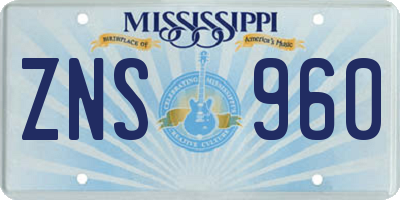 MS license plate ZNS960
