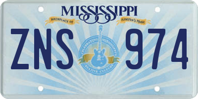 MS license plate ZNS974