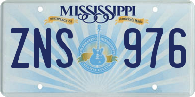 MS license plate ZNS976