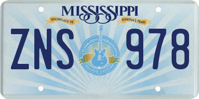 MS license plate ZNS978