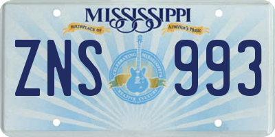 MS license plate ZNS993