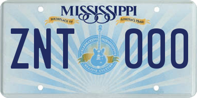 MS license plate ZNT000