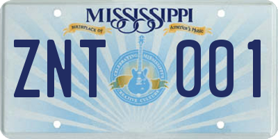 MS license plate ZNT001
