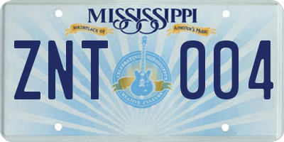 MS license plate ZNT004