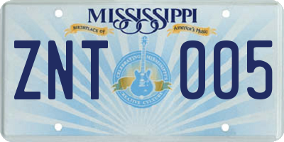 MS license plate ZNT005