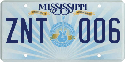MS license plate ZNT006