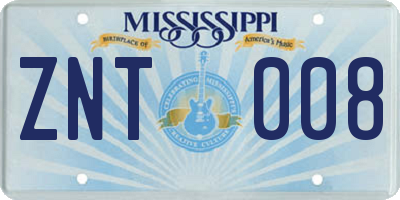 MS license plate ZNT008