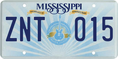 MS license plate ZNT015