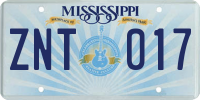 MS license plate ZNT017