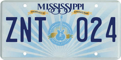 MS license plate ZNT024