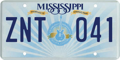 MS license plate ZNT041