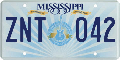 MS license plate ZNT042