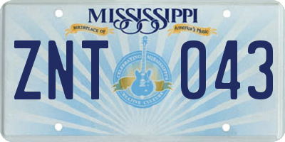 MS license plate ZNT043