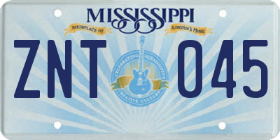 MS license plate ZNT045