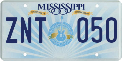 MS license plate ZNT050