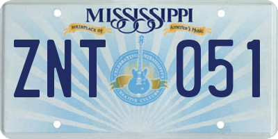 MS license plate ZNT051