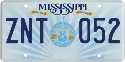 MS license plate ZNT052