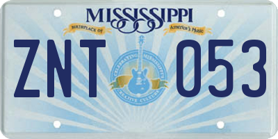 MS license plate ZNT053
