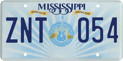 MS license plate ZNT054