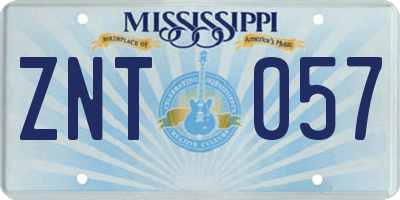 MS license plate ZNT057
