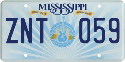 MS license plate ZNT059