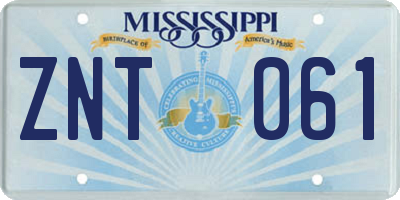 MS license plate ZNT061